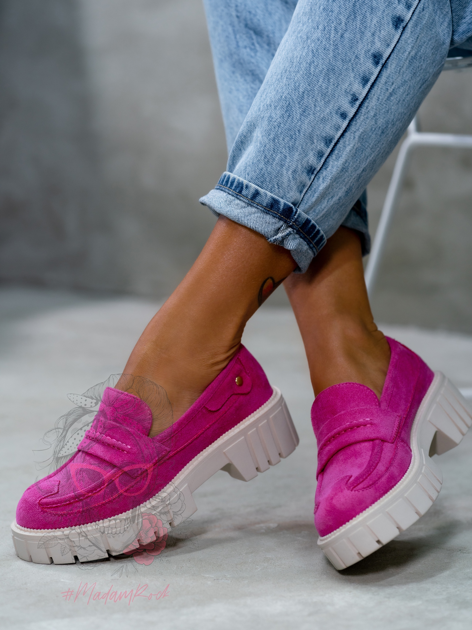 Mokasyny zamszowe Madam Fekes fuksja