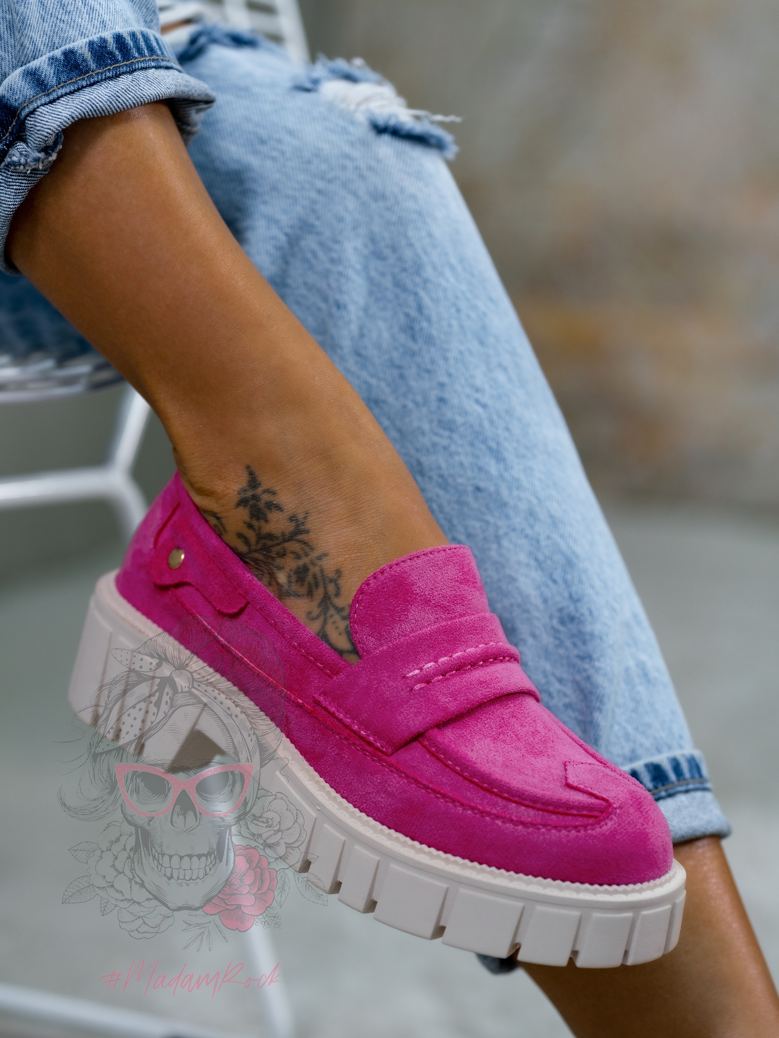 Mokasyny zamszowe Madam Fekes fuksja