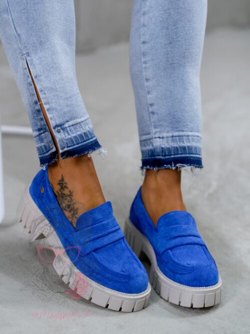 Mokasyny zamszowe Madam Fekes chabrowe