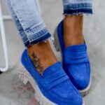 Mokasyny zamszowe Madam Fekes chabrowe