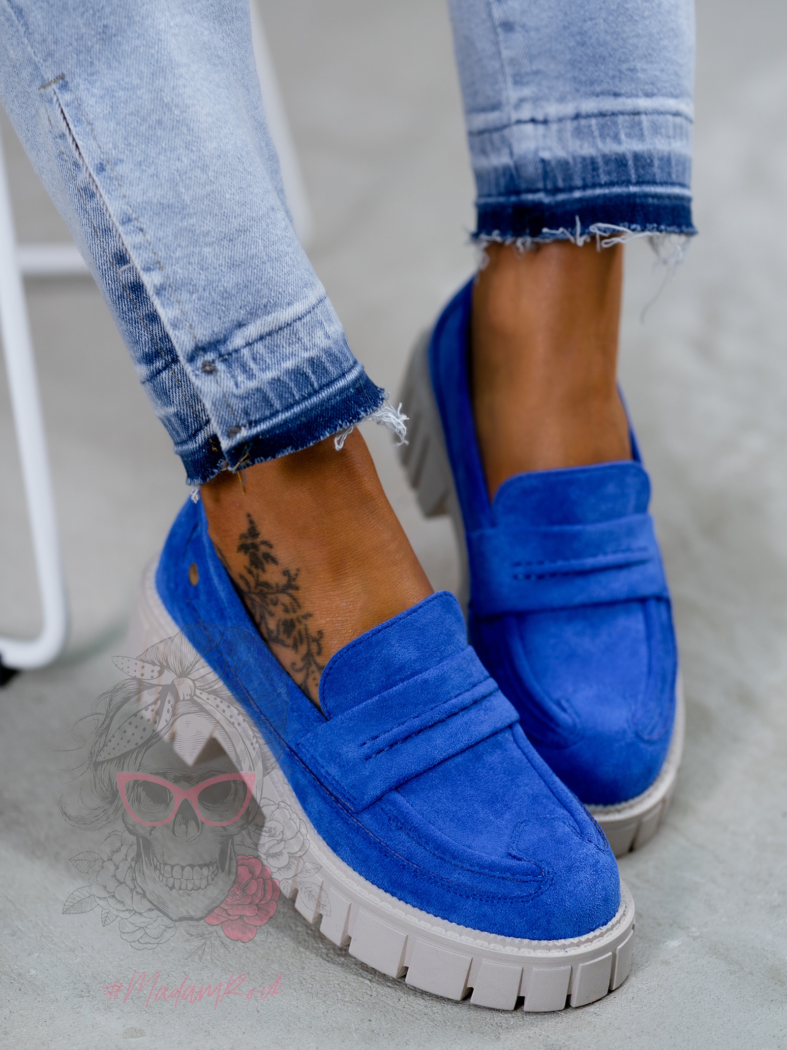 Mokasyny zamszowe Madam Fekes chabrowe Mokasyny zamszowe Madam Fekes chabrowe