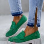 Mokasyny zamszowe Madam Fekes szmaragdowe