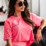 Komplet sportowy Organic Cotton neonowy róż