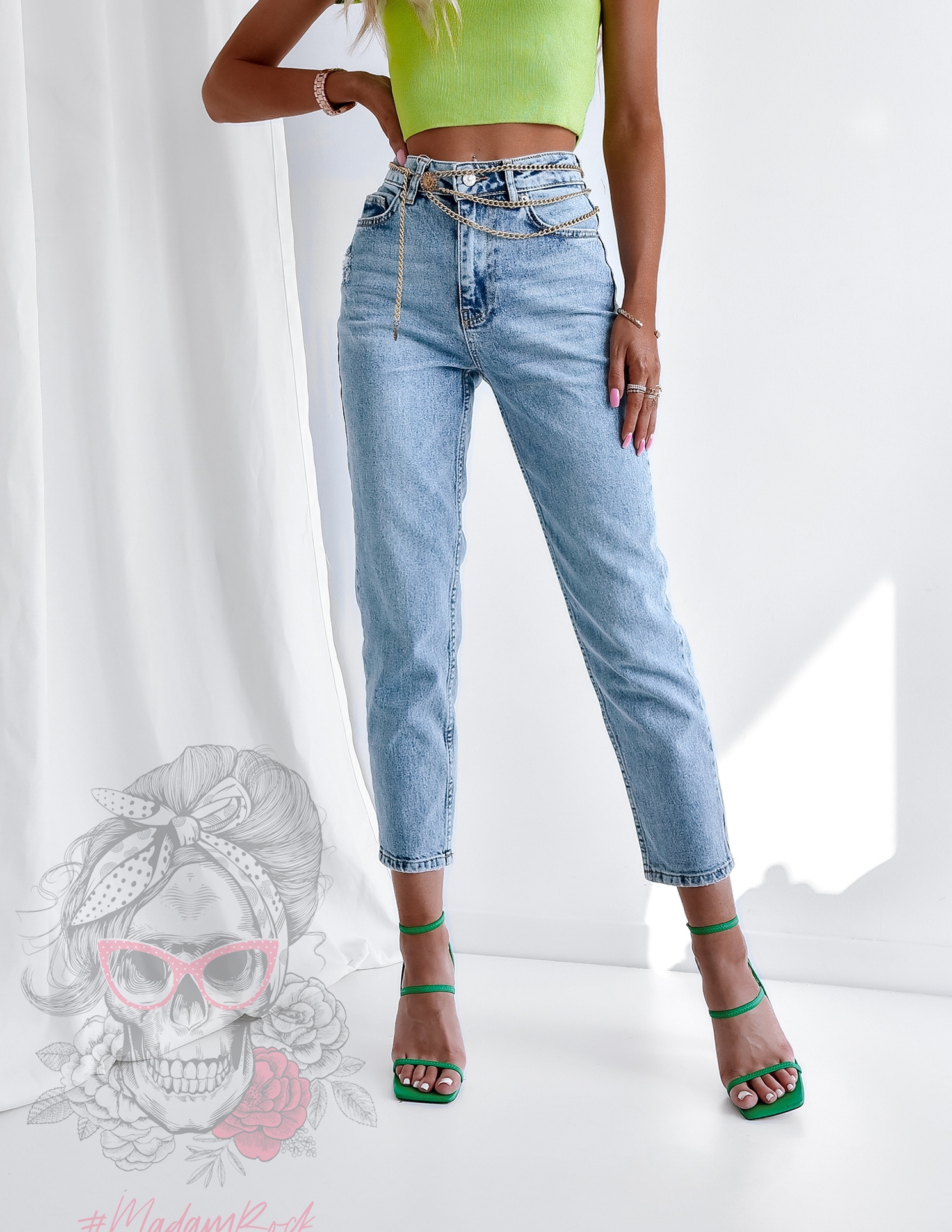 Spodnie jeansowe MomFit niebieskie