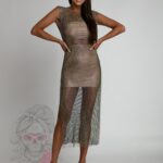 Sukienka siatka midi NB Hawana z topem i spódniczką czarna + beż