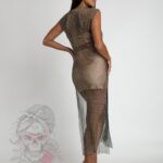 Sukienka siatka midi NB Hawana z topem i spódniczką czarna + beż