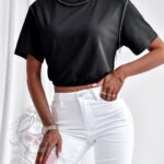 Crop top bawełniany Sisi czarny