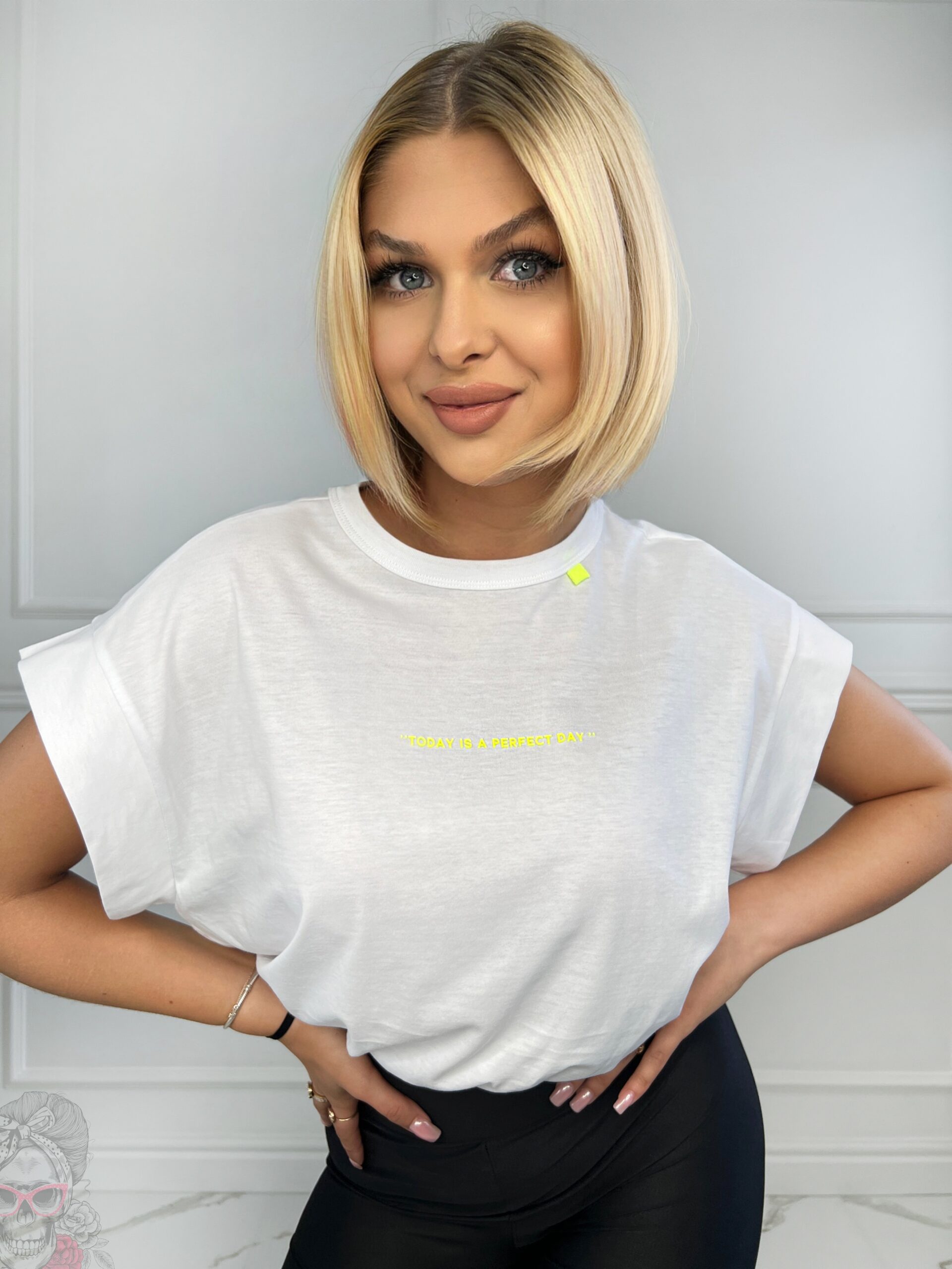 T-shirt krótki Perfect Day biały vs limonka T-shirt krótki Perfect Day biały vs limonka