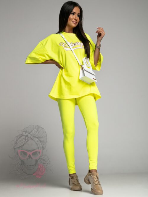 Komplet bawełniany New York Ola Voga neonowy limonkowy