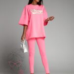 Komplet bawełniany New York Ola Voga neonowy różowy