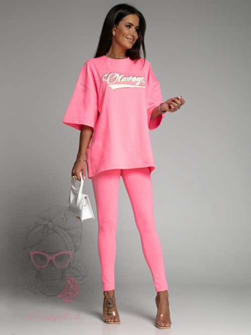 Komplet bawełniany New York Ola Voga neonowy różowy