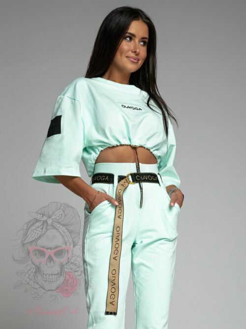 Komplet dresowy logowany Oud Ola Voga miętowy