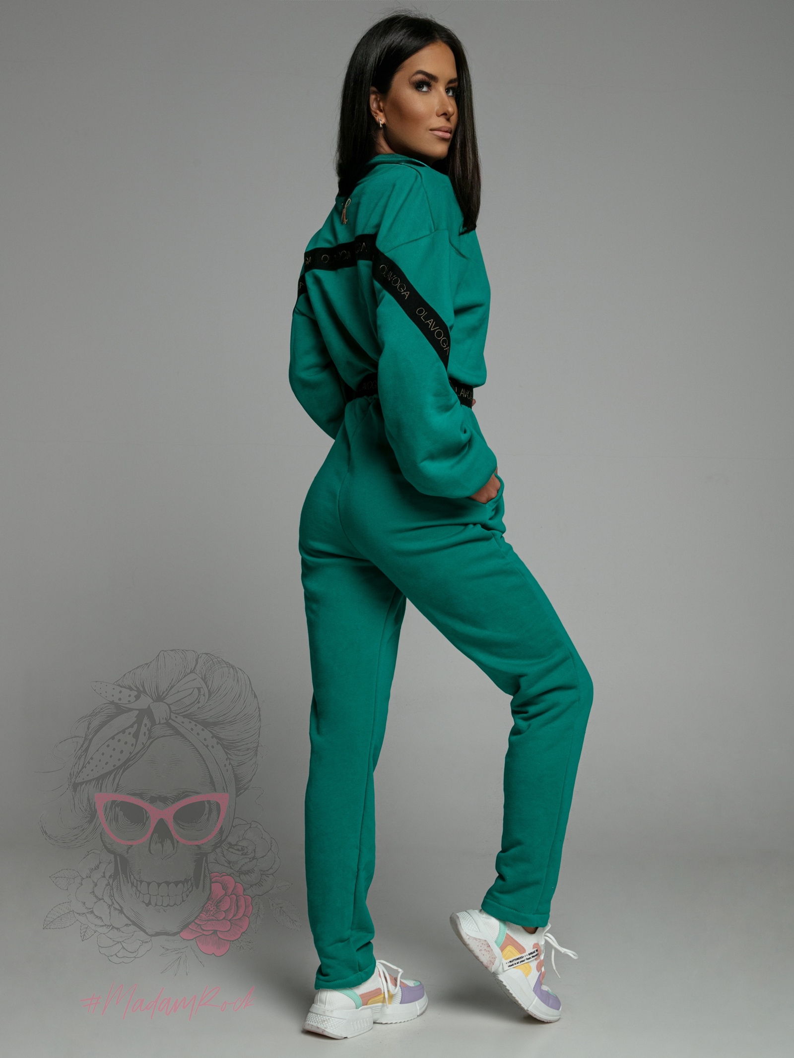 Kombinezon elegancki Fancy Stripe Ola Voga zielony