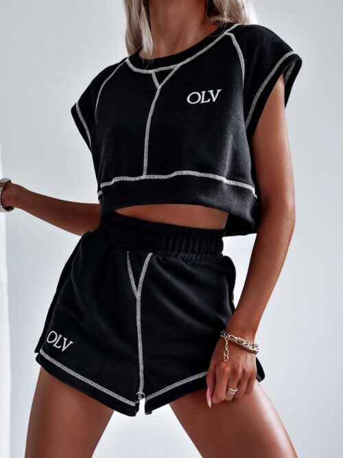 Komplet z przeszyciami Sporty Outline Ola Voga czarny