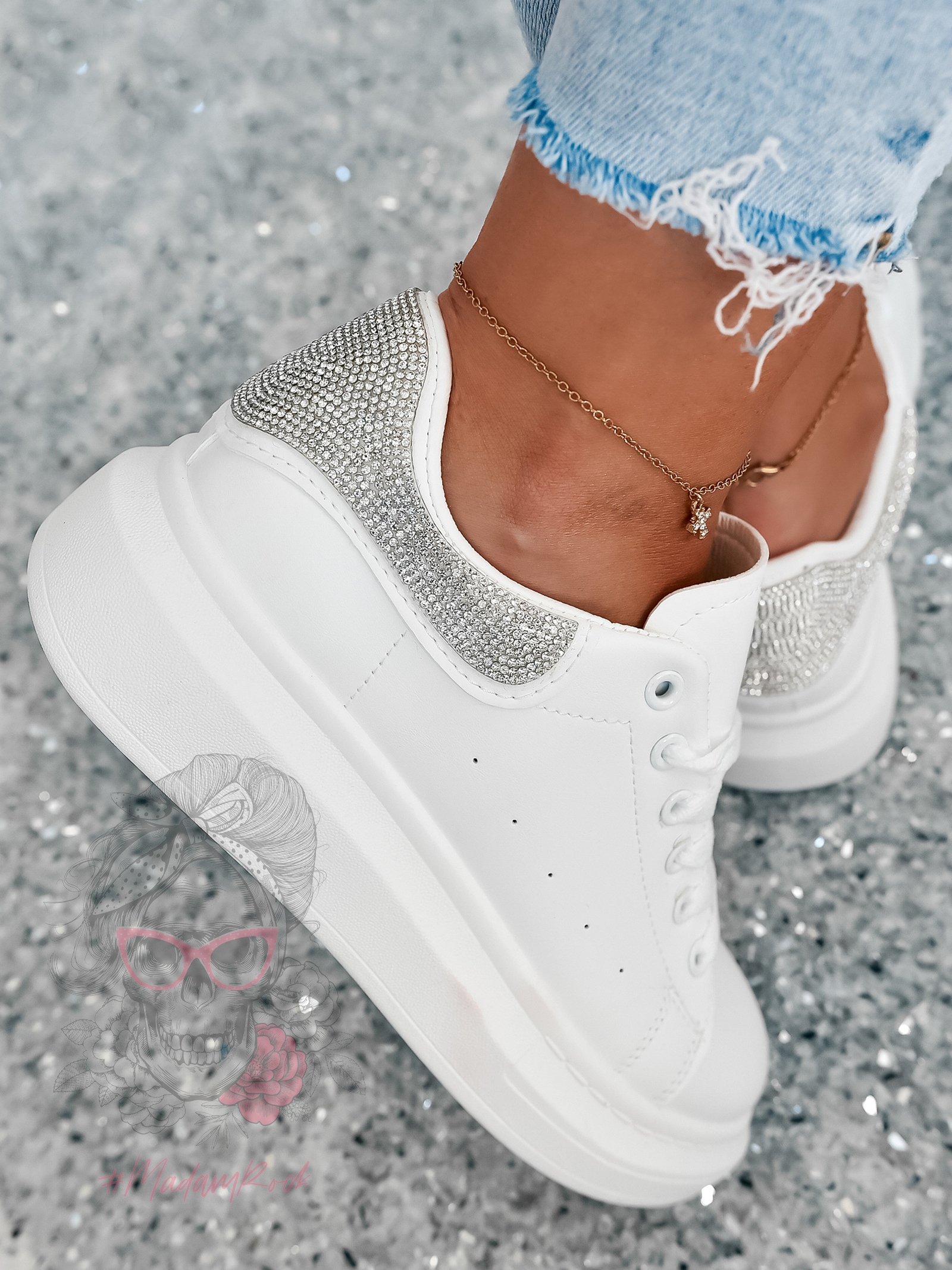 Buty sportowe Madam Upper X białe z diamencikami
