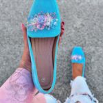 Mokasyny z kamieniami Madam Malio niebieskie