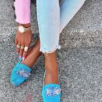 Mokasyny z kamieniami Madam Malio niebieskie