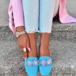 Mokasyny z kamieniami Madam Malio niebieskie