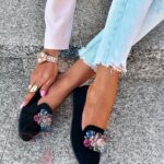 Mokasyny z kamieniami Madam Malio czarne