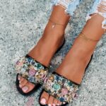 Klapki z kamieniami Madam Mikk czarne