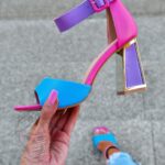 Sandały na słupku Madam Multit niebieskie