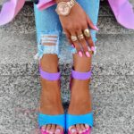 Sandały na słupku Madam Multit niebieskie