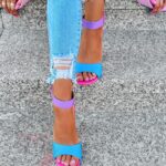 Sandały na słupku Madam Multit niebieskie