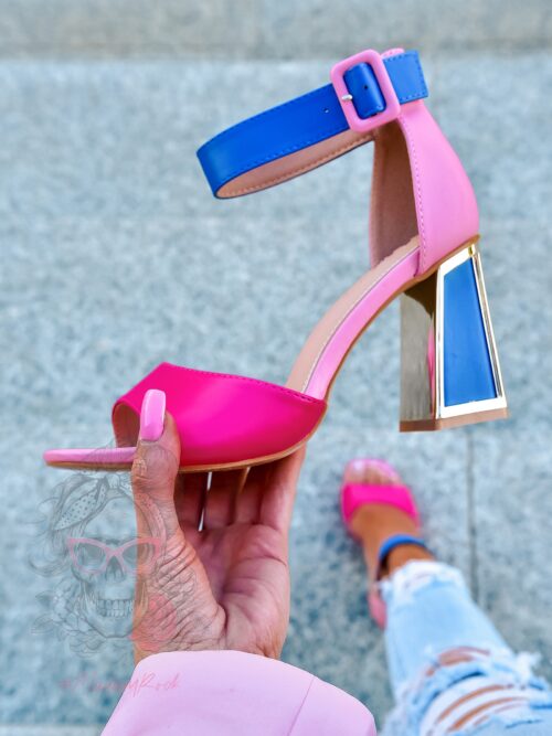 Sandały na słupku Madam Multit różowe