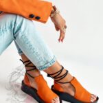 Sandały skórzane Madam Golia pomarańczowe