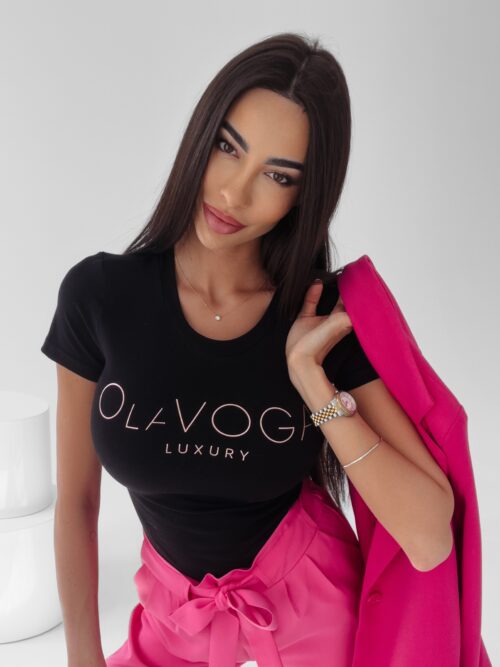 T-shirt slim fit klasyczny Ange Ola Voga czarny