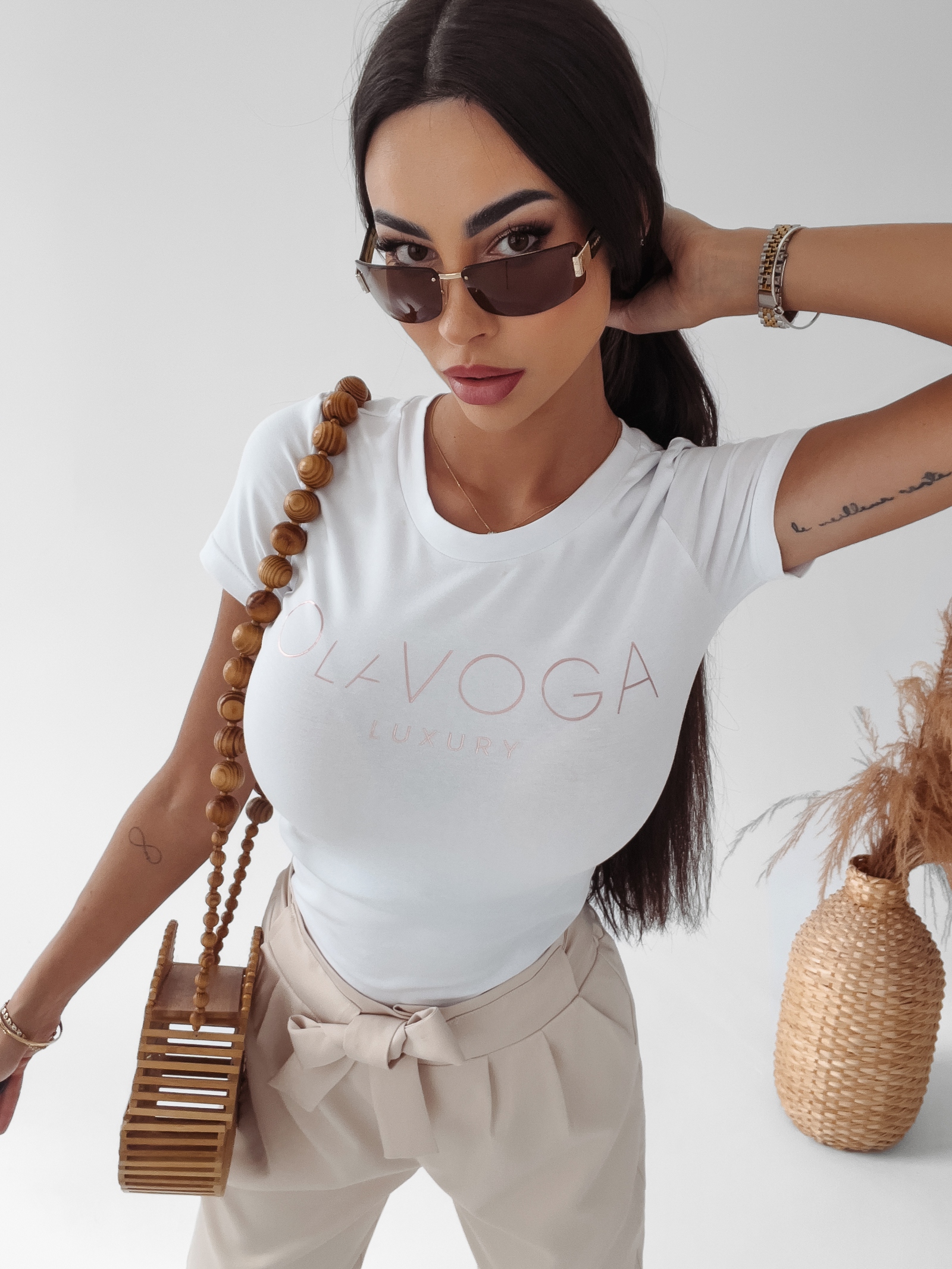 T-shirt slim fit klasyczny Ange Ola Voga biały T-shirt slim fit klasyczny Ange Ola Voga biały