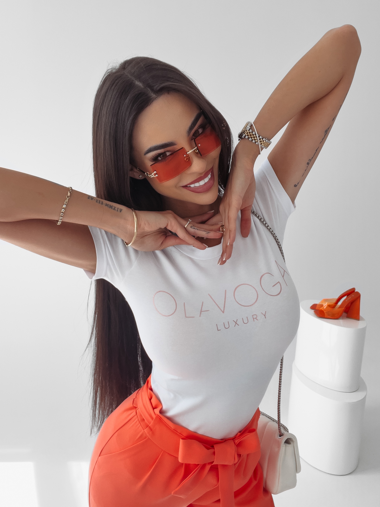 T-shirt slim fit klasyczny Ange Ola Voga biały