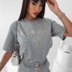 T-shirt z napami Iryda Ola Voga szary