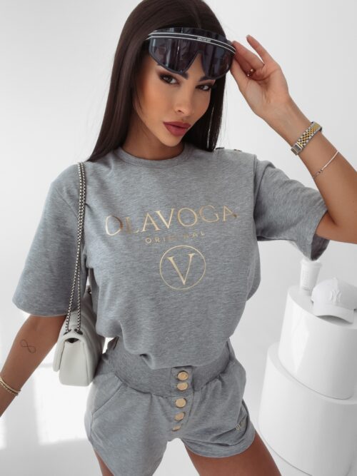 T-shirt z napami Iryda Ola Voga szary