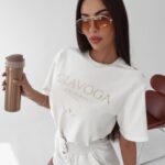 T-shirt z napami Iryda Ola Voga ecru