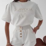 T-shirt z napami Iryda Ola Voga ecru