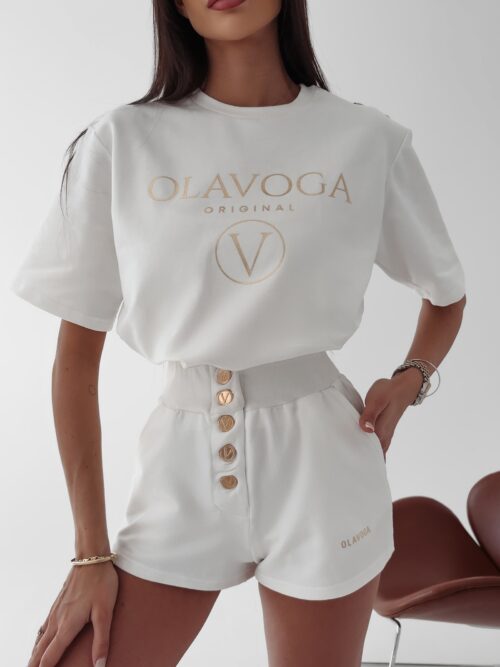 T-shirt z napami Iryda Ola Voga ecru