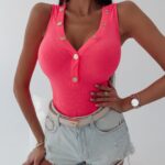 Body rozpinane Ginger Ola Voga neonowy róż