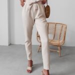 Spodnie eleganckie z wyższym stanem Nigella Ola Voga beżowe