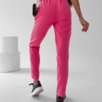 Spodnie eleganckie z wyższym stanem Nigella Ola Voga neonowy róż