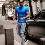 T-shirt męski Hugo Ola Voga chabrowy