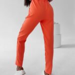 Spodnie eleganckie z wyższym stanem Nigella Ola Voga pomarańczowe