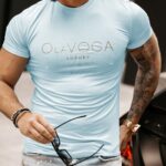 T-shirt męski Hugo Ola Voga błękitny