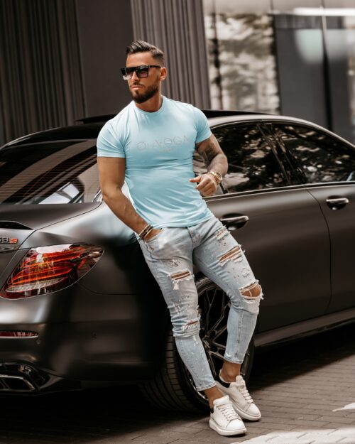 T-shirt męski Hugo Ola Voga błękitny