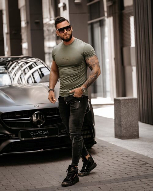 T-shirt męski Hugo Ola Voga khaki