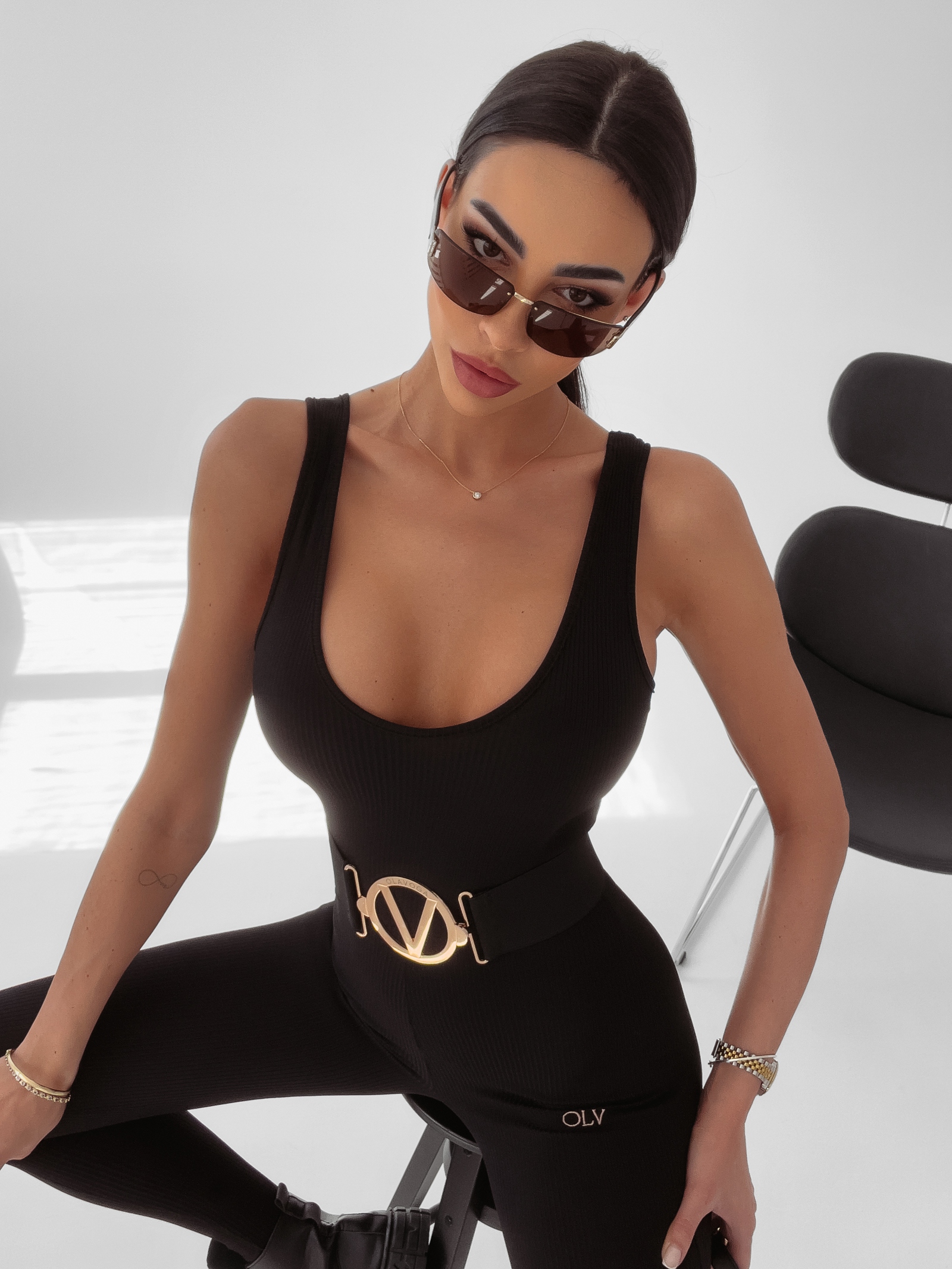 Kombinezon prążkowany Nemezis Ola Voga czarny