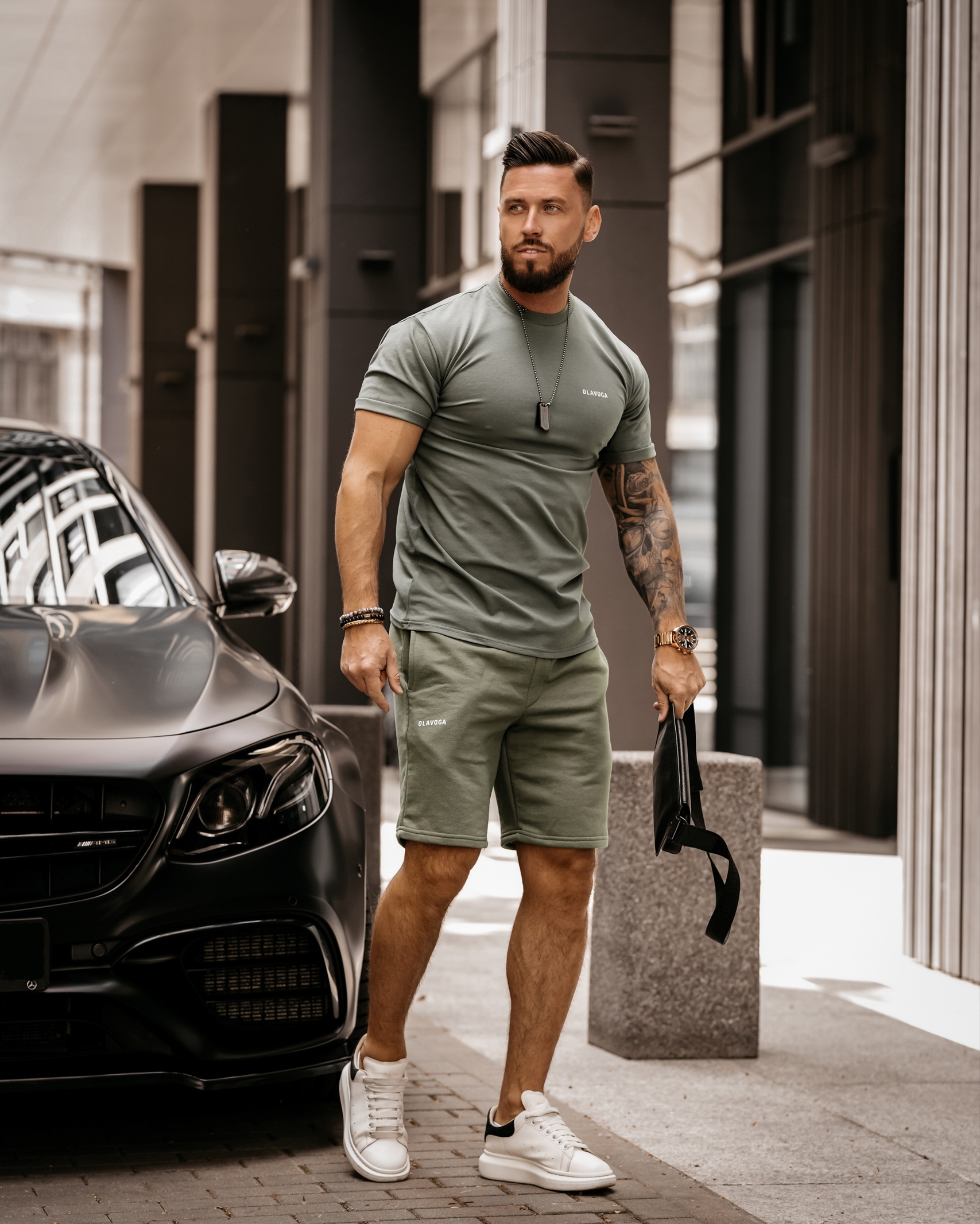 T-shirt męski bawełniany Milos Ola Voga khaki T-shirt męski bawełniany Milos Ola Voga khaki