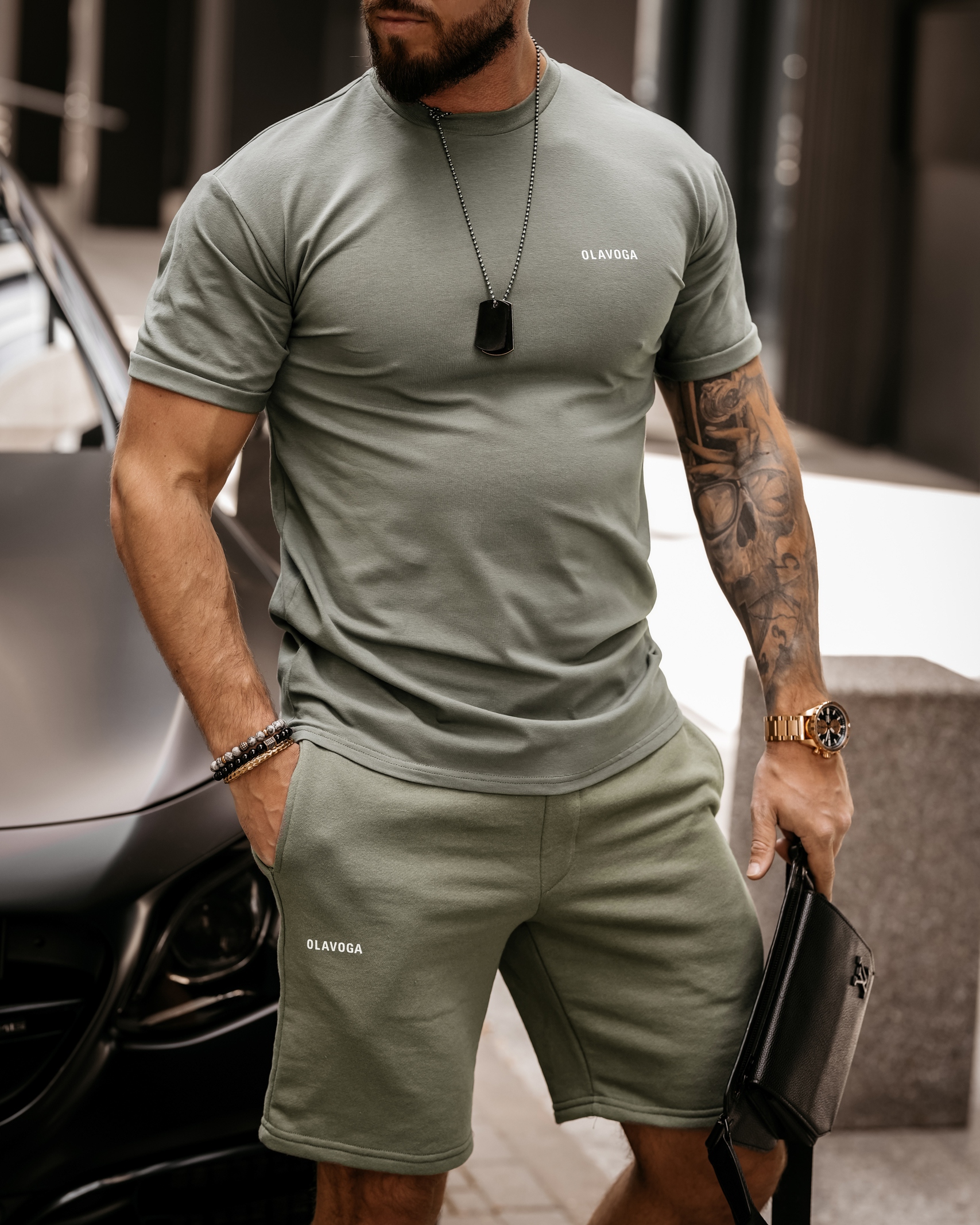 T-shirt męski bawełniany Milos Ola Voga khaki T-shirt męski bawełniany Milos Ola Voga khaki