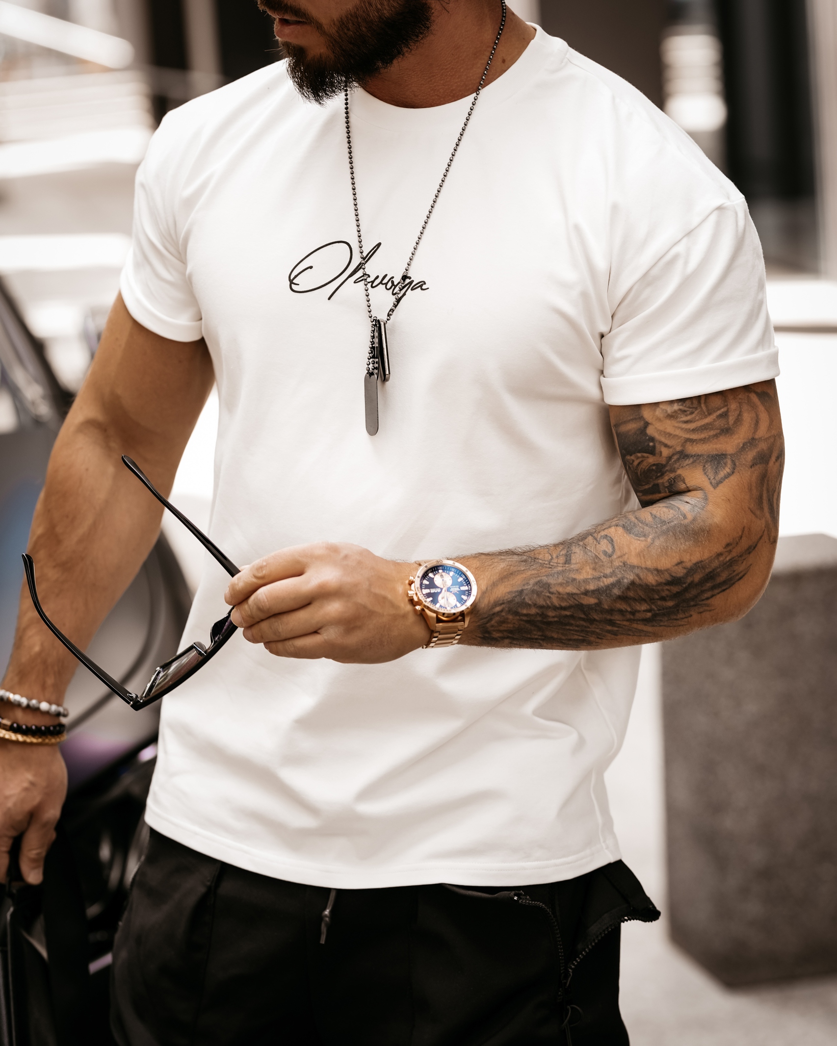 T-shirt męski z nadrukiem Hunter Ola Voga ecru