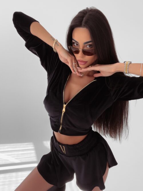 Komplet welurowy damski Bona Ola Voga czarny